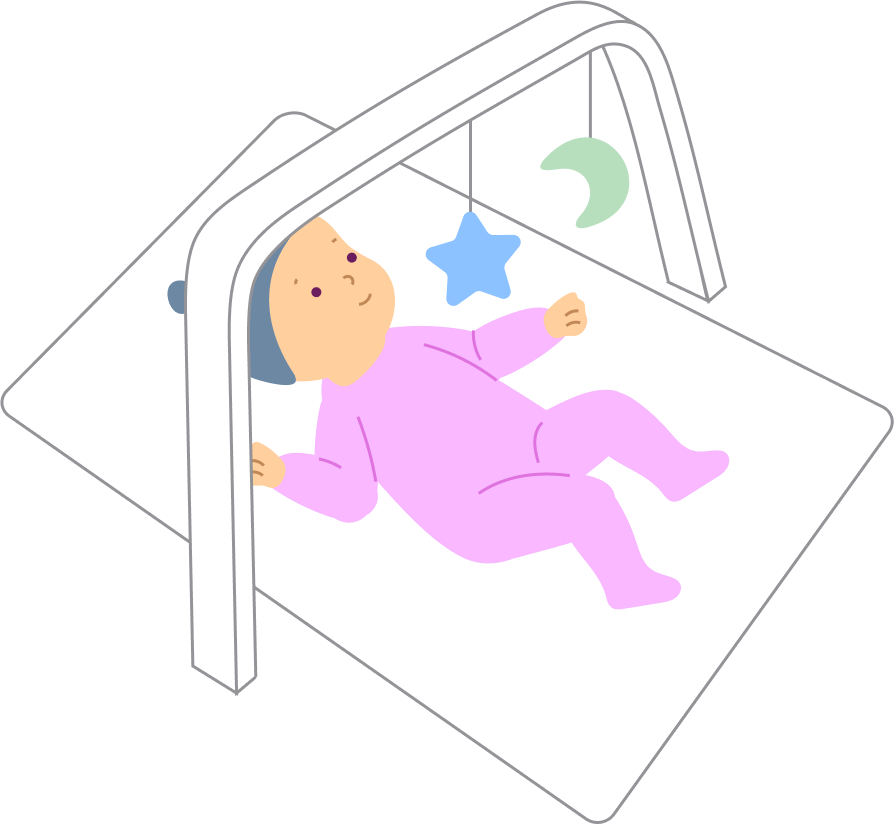 Swatting at hanging toys, step 1
