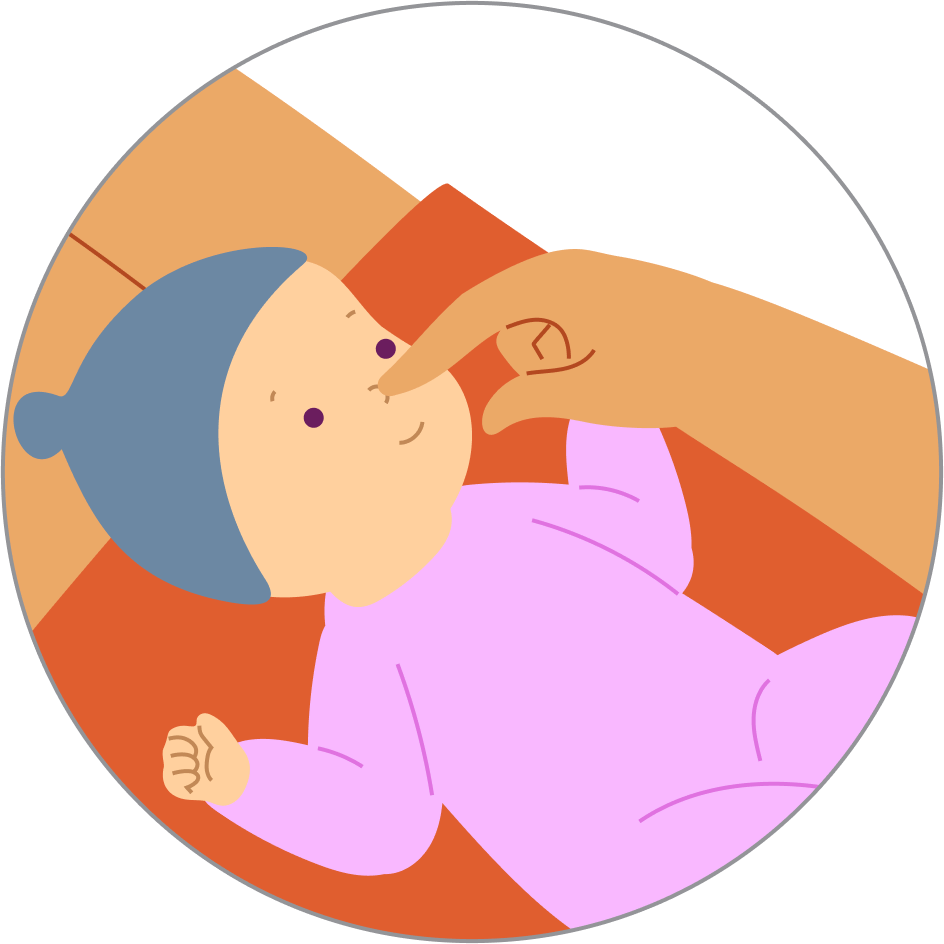Tactile play with baby’s face, step 4