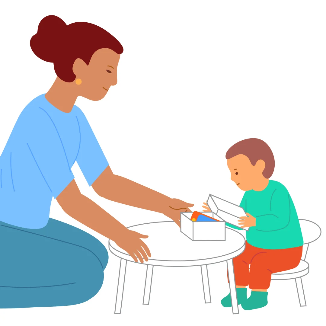 Illustration for ““We Hid! Find Us!””, step 3: Help the child find it.