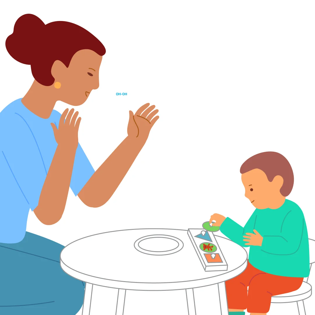 Illustration for “Shape Matching: Circles, Square, and Triangle”, step 2: Suggest the child remove each shape in turn.