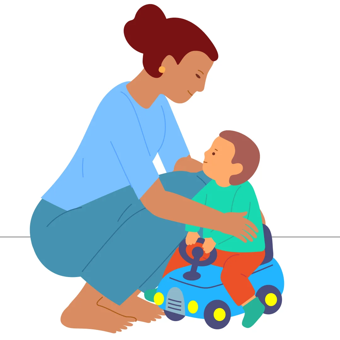 Illustration for “Steer and Go”, step 4: When they reach you, give a hug.