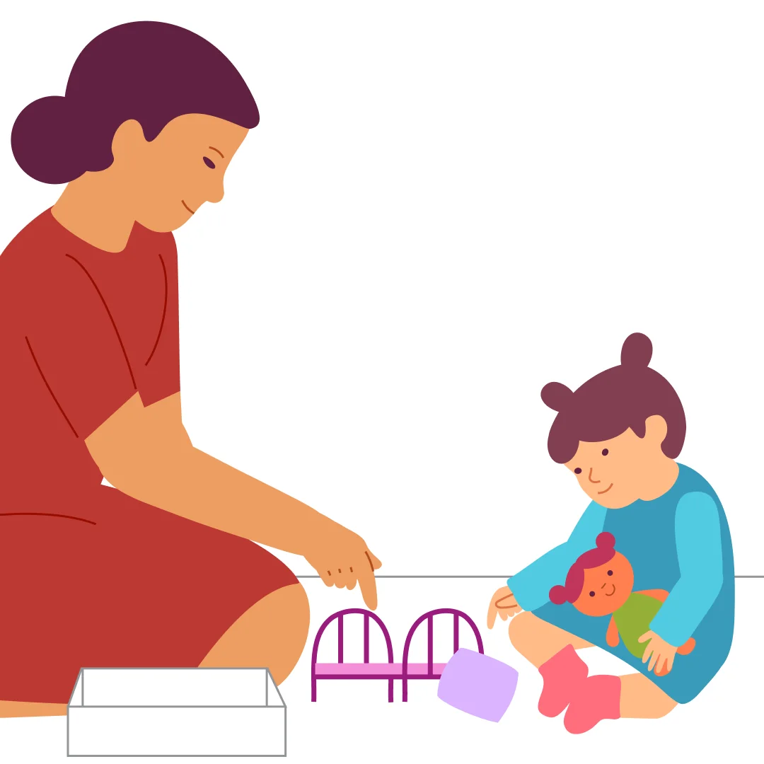 Illustration for “Let's Put the Doll to Sleep”, step 3: Put a sheet or a mattress in the bottom of the bed.