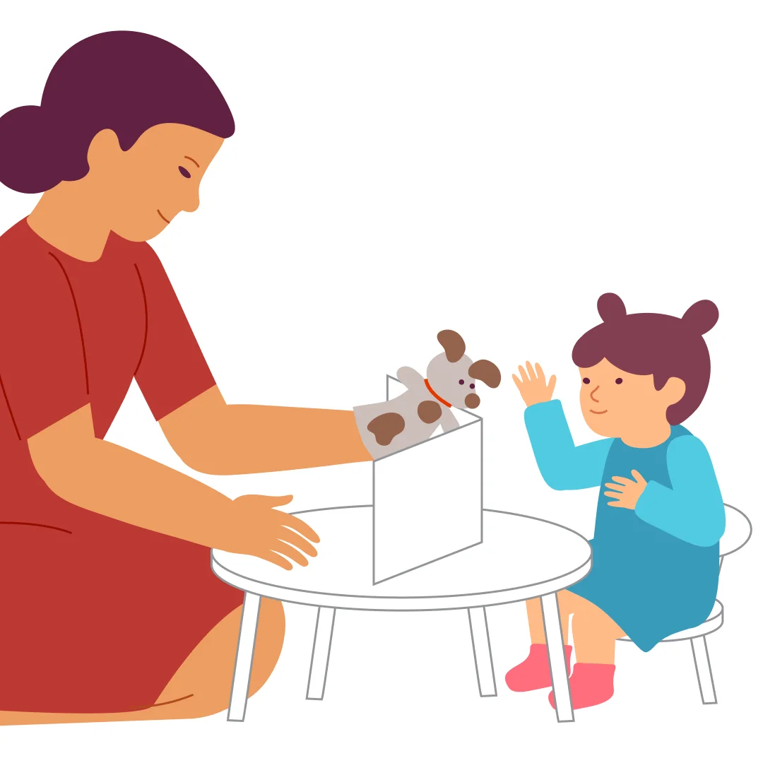 Illustration for “Clap and Play!”, step 3: Ask, "Shall we call the puppy?