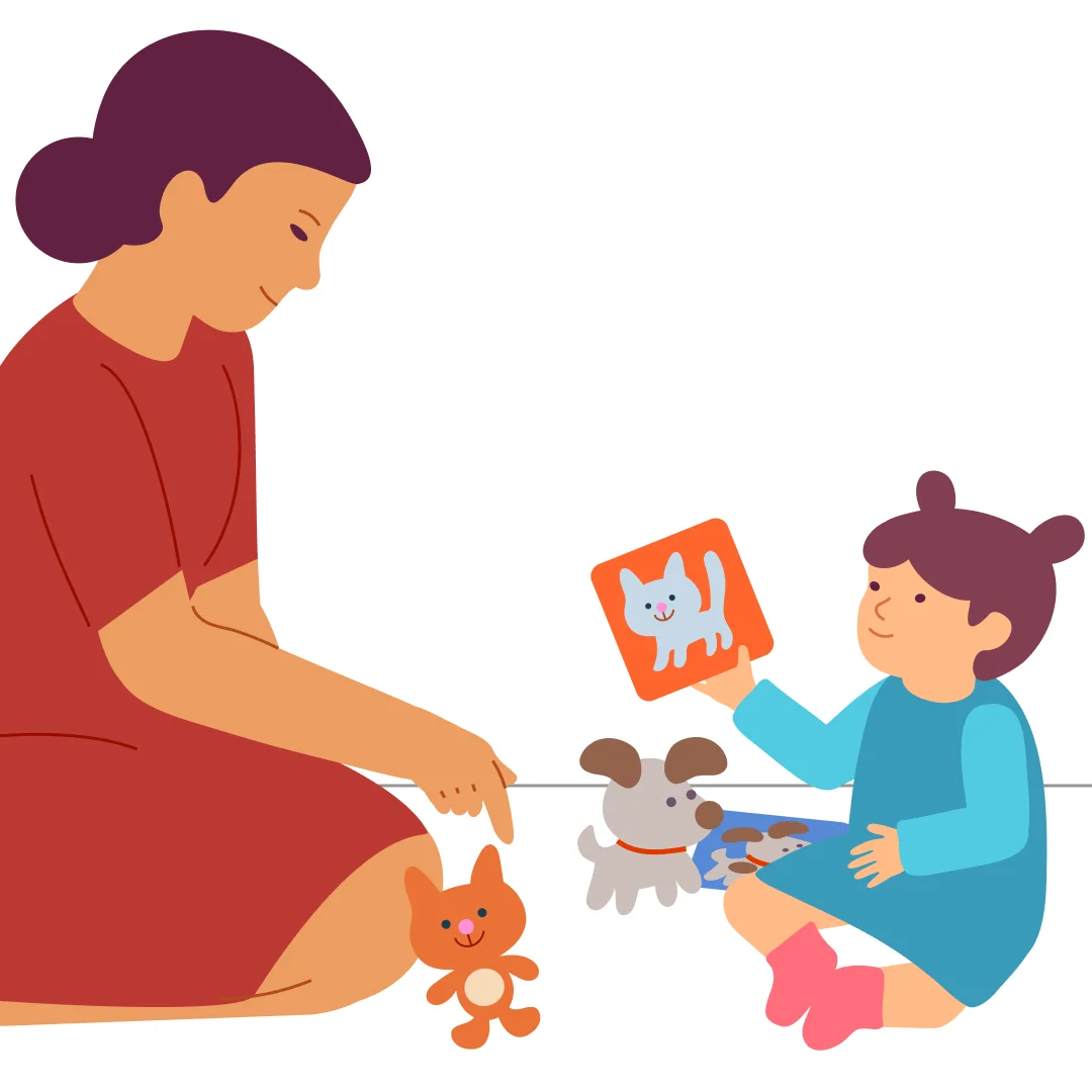 Illustration for “Animal Pairs”, step 2: Show the kitty to your baby and say, "Who is this?