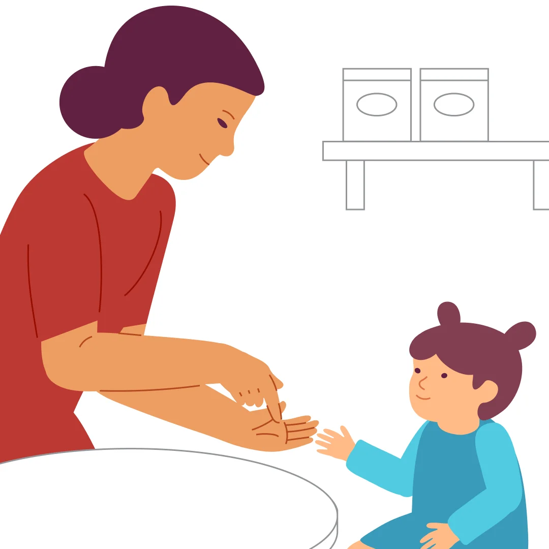 Illustration for “Feed the Birds”, step 1: Tell {{CHILD_NAME}}, "Today we’re going to the pond (or park) for a walk.