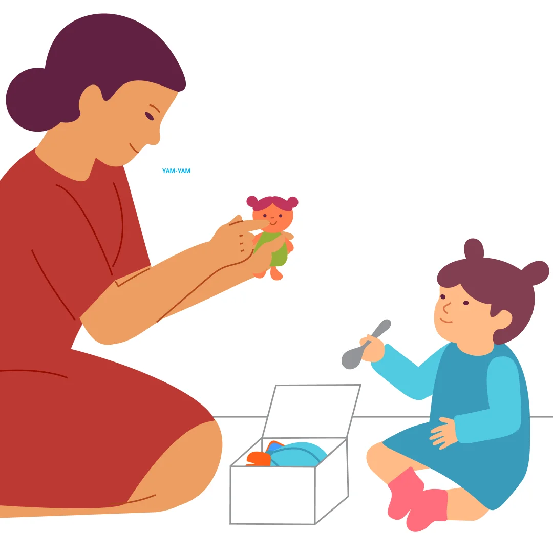 Illustration for “Treasure Box”, step 2: If your child only looks through the items, help with a question: "Which one do you like?