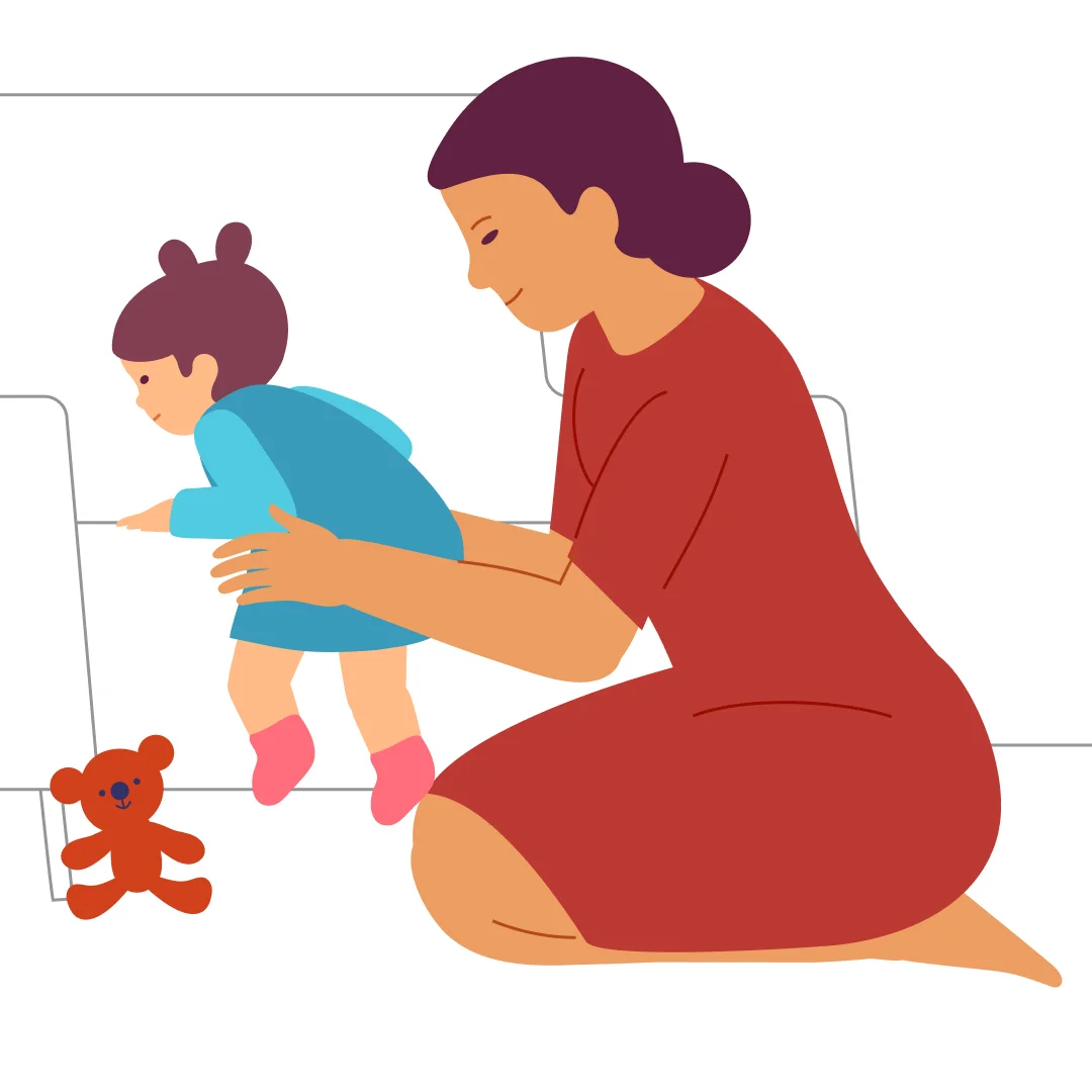Illustration for “Mountain Climber”, step 5: To go down, remove the steps.