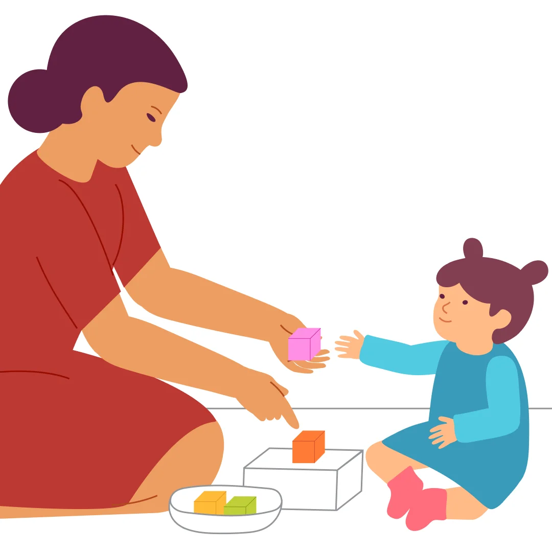 Illustration for “Little Tower”, step 4: Invite your child to "fix the tower." Say: "Build the tower by yourself.