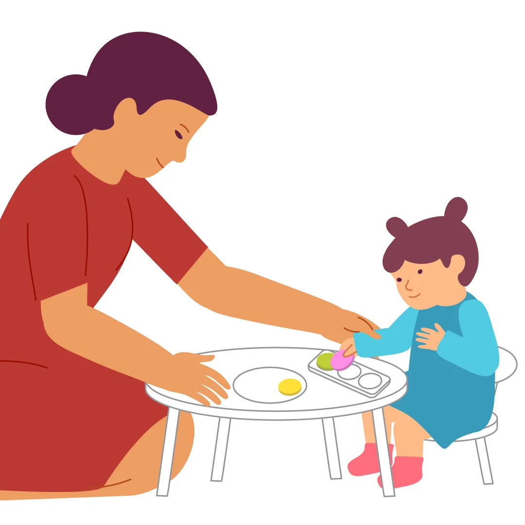 Illustration for “Round Shapes”, step 3: Point to the hole: "Right here.".
