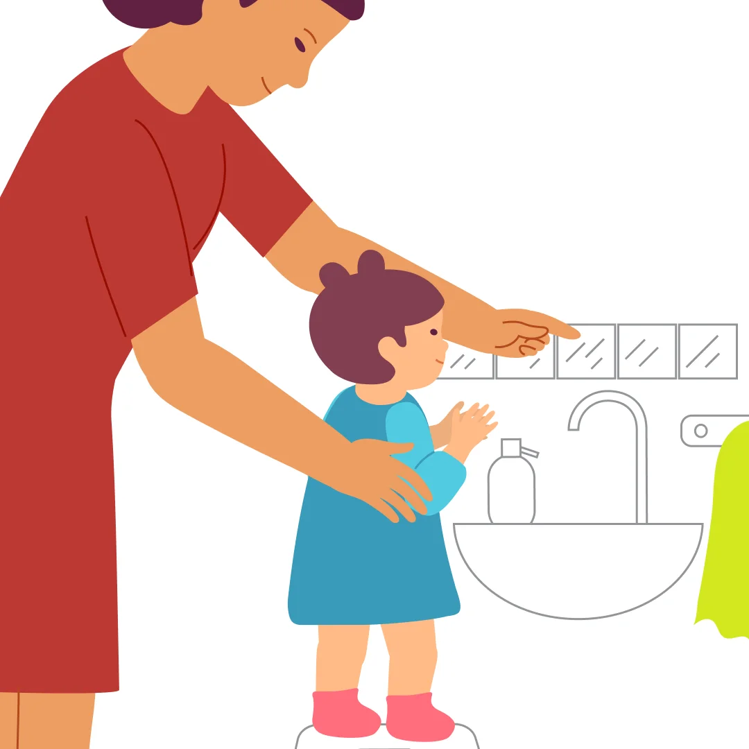 Illustration for “Washy-Washy Adventure”, step 4: Do each of the remaining steps together, one by one.