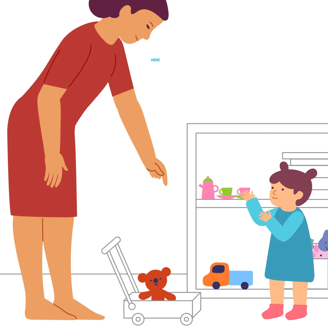 Illustration for “Push and Roll!”, step 1: Suggest that your child play a journey game with a toy Bear or another favorite toy.