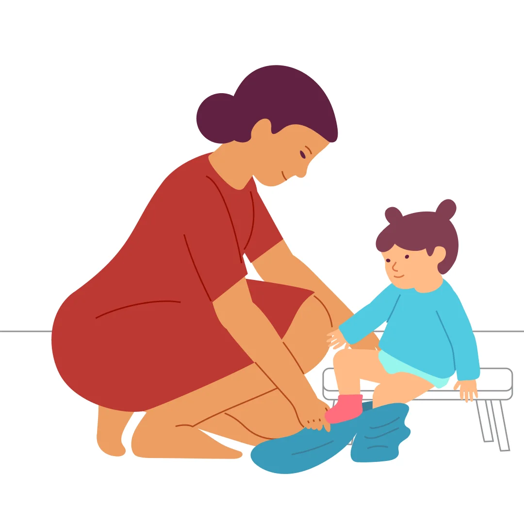 Illustration for “Get Dressed”, step 2: Offer help if needed.
