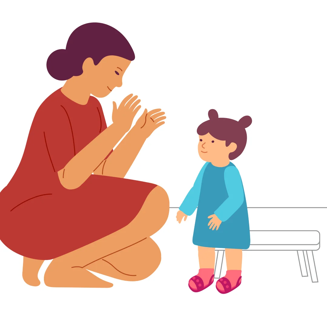 Illustration for “Put On Shoes”, step 4: If the shoes have Velcro, point to the straps and ask your child to fasten them.