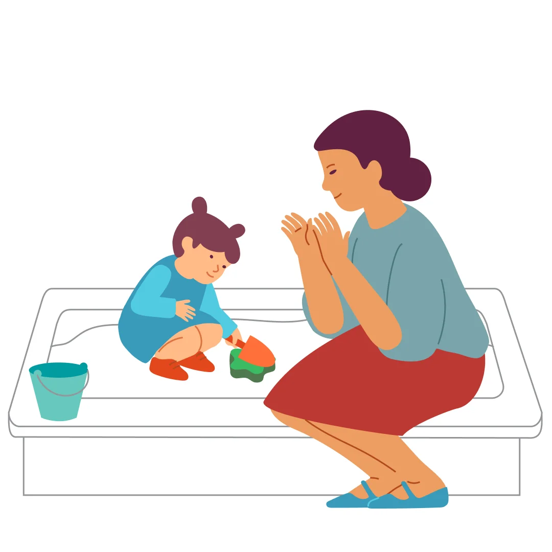Illustration for “Sandbox, Molds”, step 3: When the mold is full, flip it over.