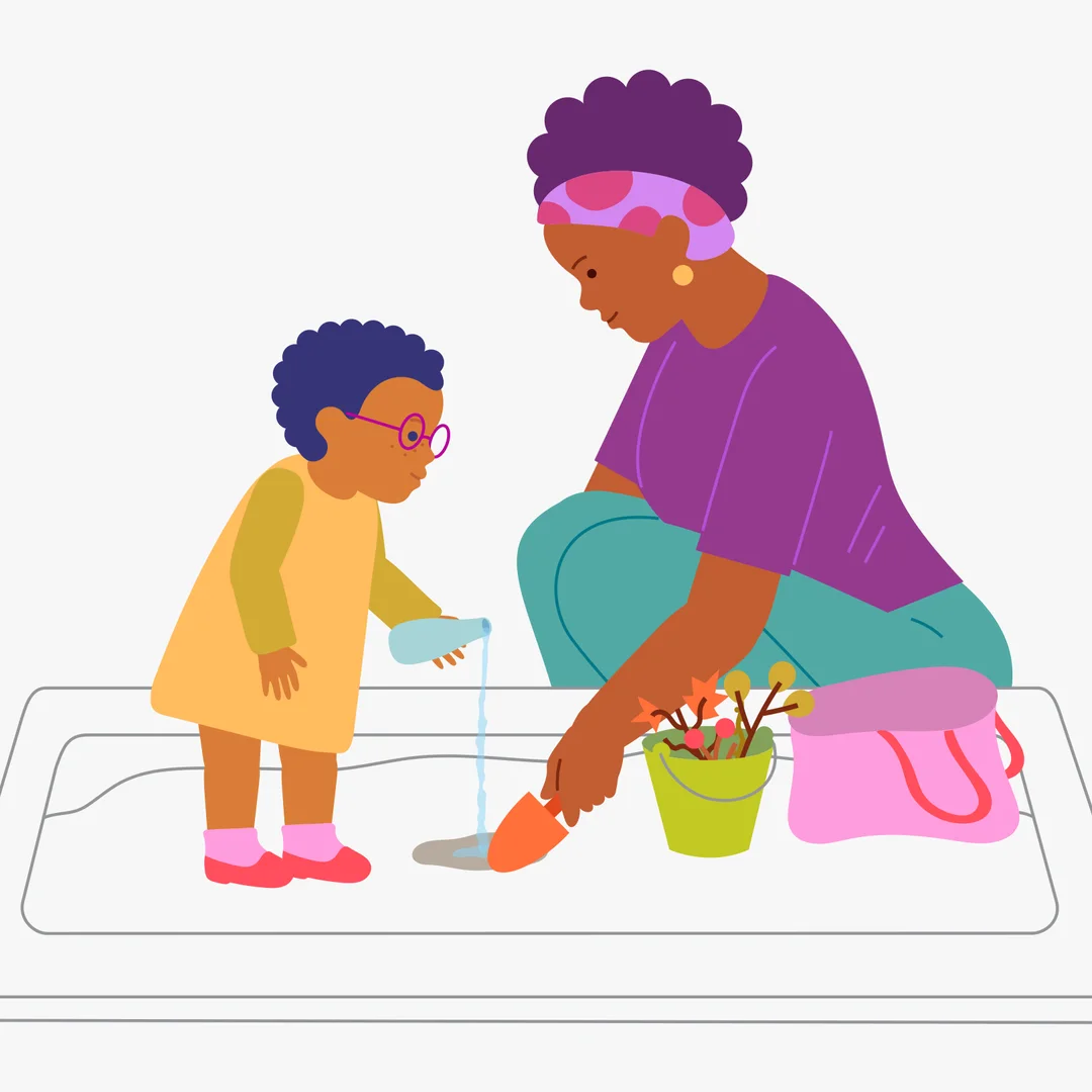 Illustration for “Sandbox Adventures: Planting Trees in the Wet Sand”, step 2: Go over to the sandbox.