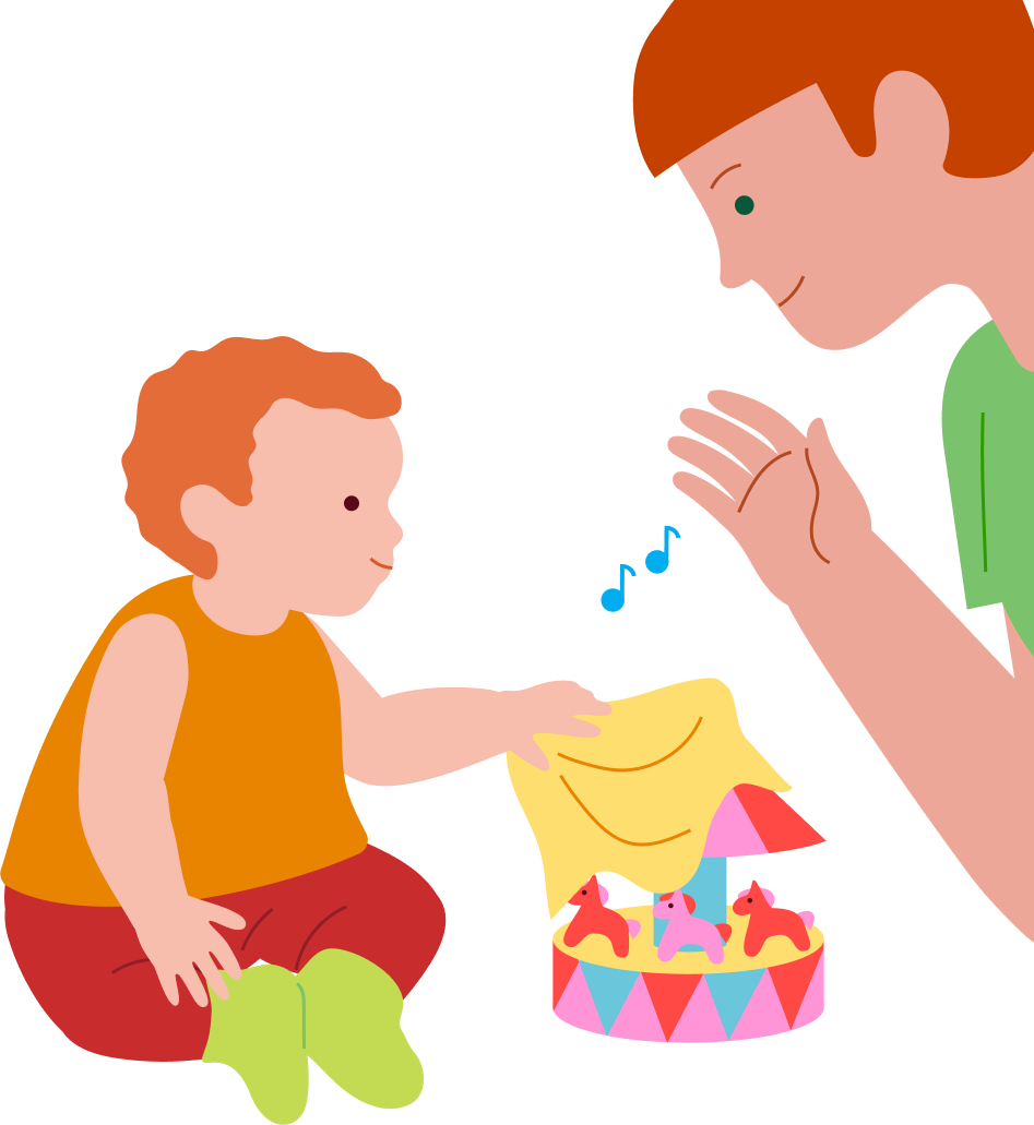 Finding a musical toy by sound, step 6