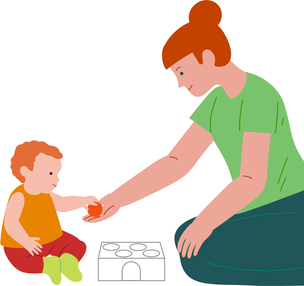 Putting objects into a box with a round hole, step 4