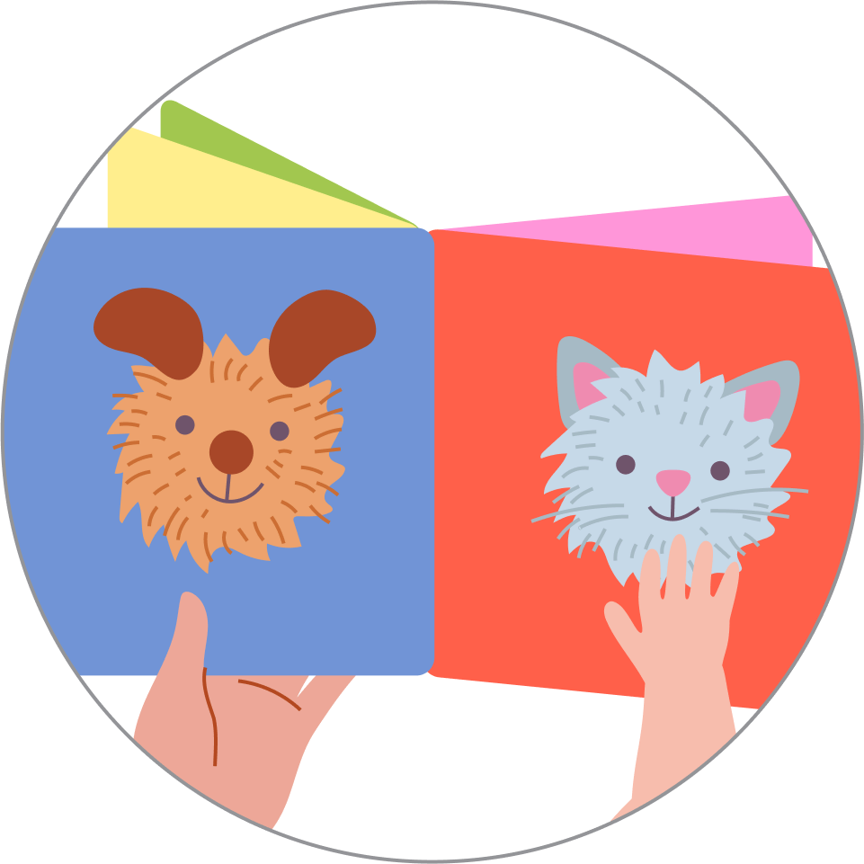 Exploring a “fluffy babies” book with touch-and-feel pages, step 4