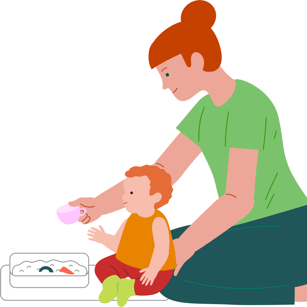 Sensory box fun: searching for toys in a tub of grains or peas, step 3